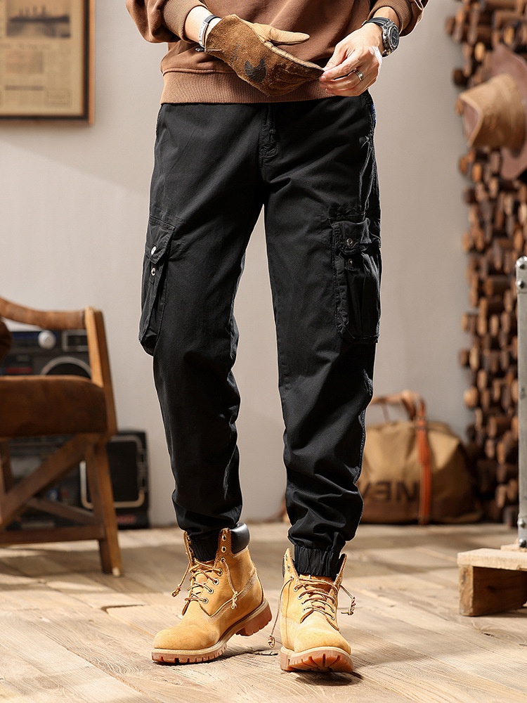 Multi-Pocket Streetwear Tapered Men's Cargo Pants for Casual Outdoor Wear