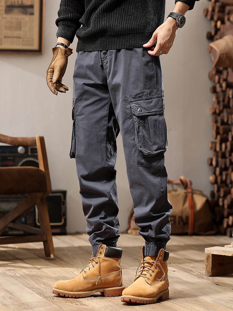 Multi-Pocket Streetwear Tapered Men's Cargo Pants for Casual Outdoor Wear