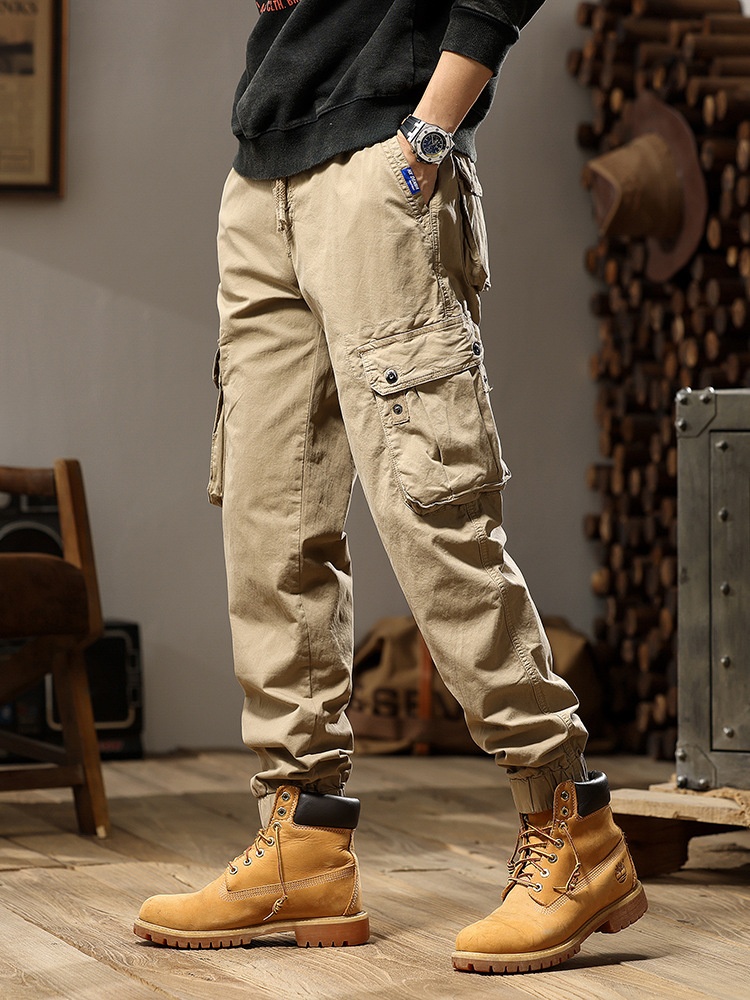 Multi-Pocket Streetwear Tapered Men's Cargo Pants for Casual Outdoor Wear