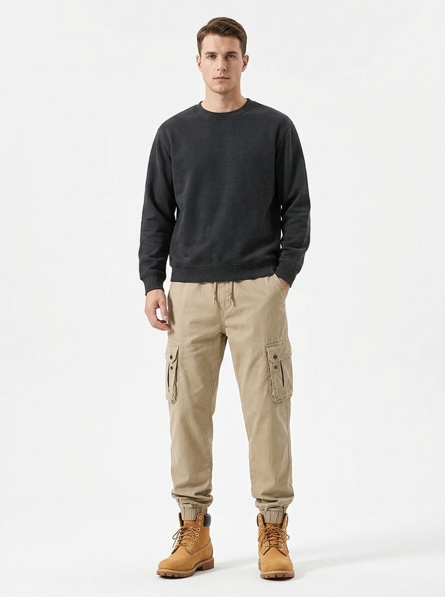Multi-Pocket Streetwear Tapered Men's Cargo Pants for Casual Outdoor Wear