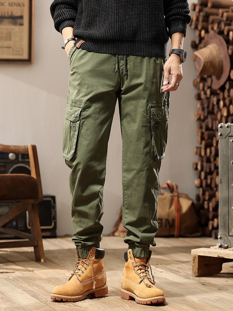 Multi-Pocket Streetwear Tapered Men's Cargo Pants for Casual Outdoor Wear