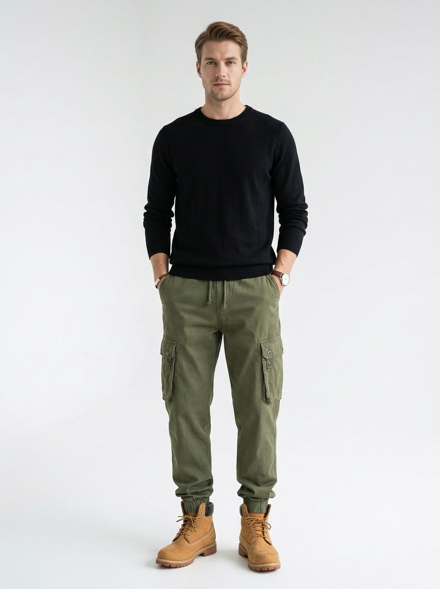Multi-Pocket Streetwear Tapered Men's Cargo Pants for Casual Outdoor Wear
