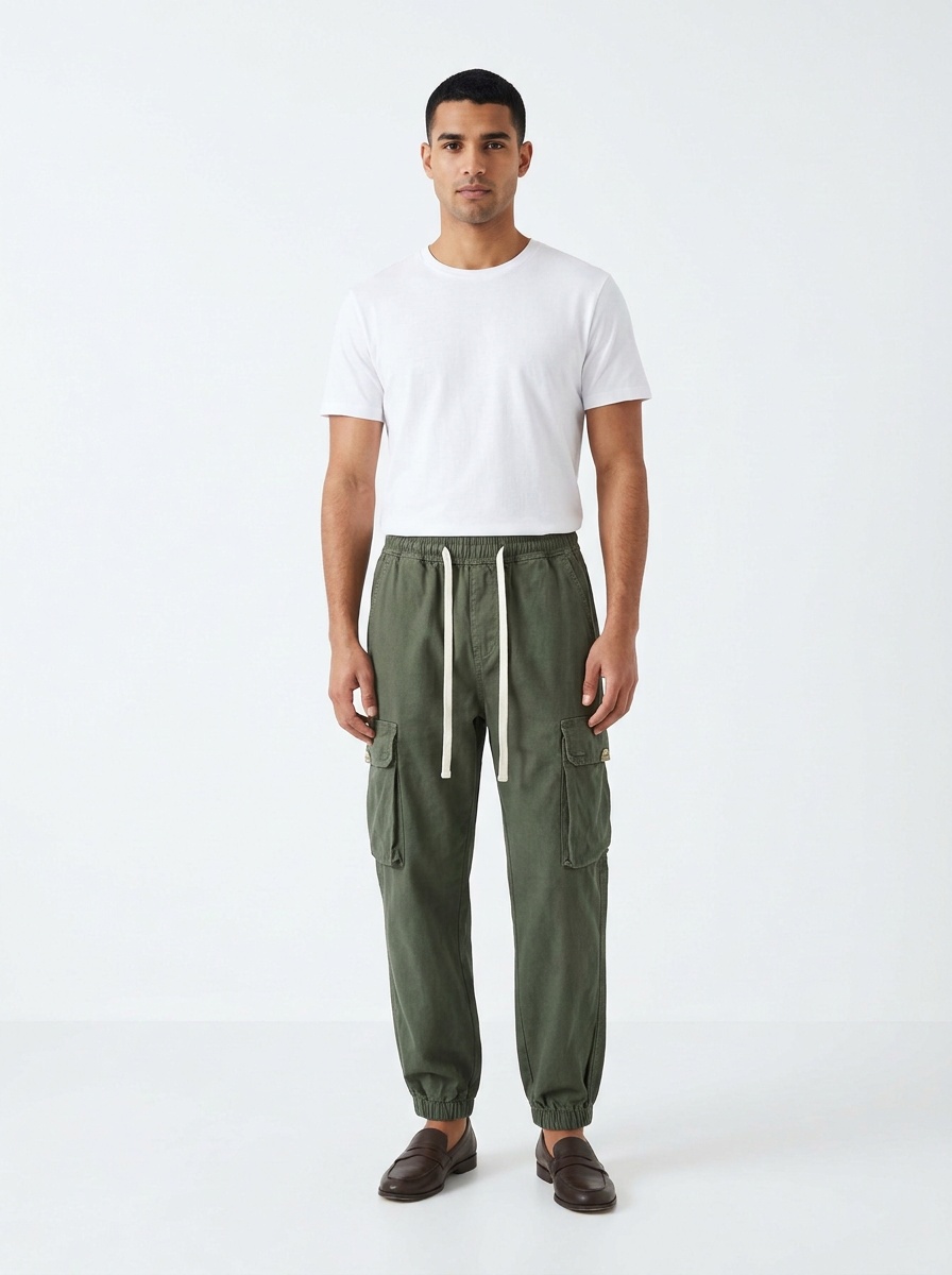 Durable Relaxed Fit Cuffed Men's Cargo Pants for Casual Wear