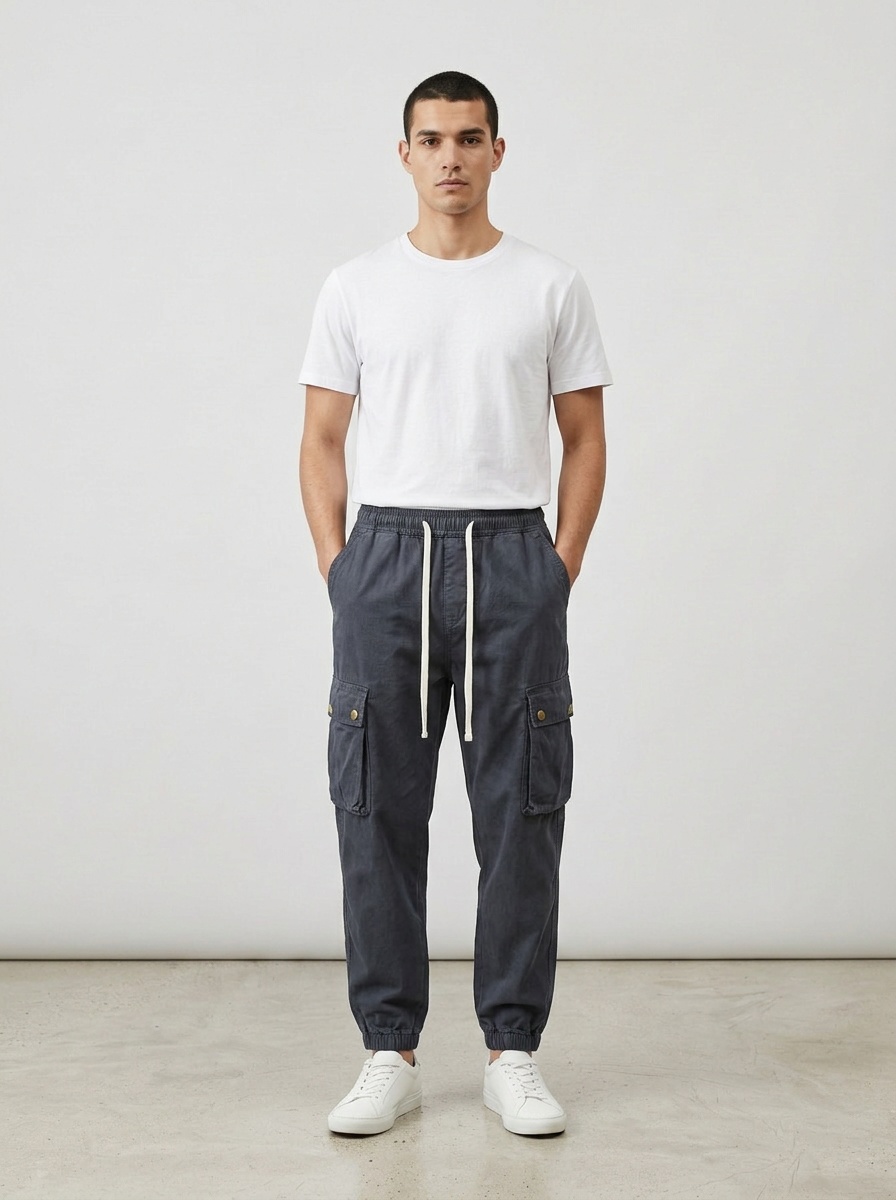 Durable Relaxed Fit Cuffed Men's Cargo Pants for Casual Wear