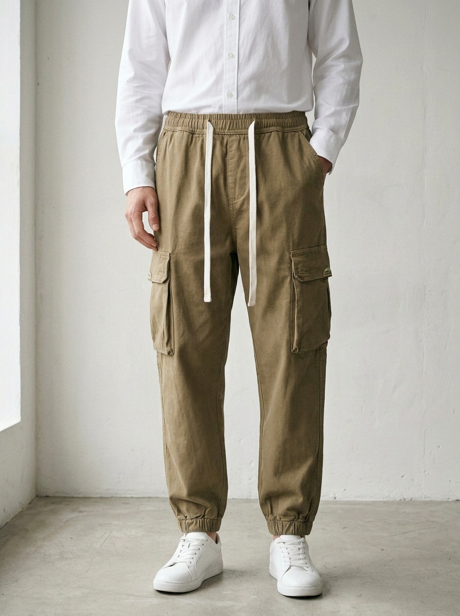 Durable Relaxed Fit Cuffed Men's Cargo Pants for Casual Wear