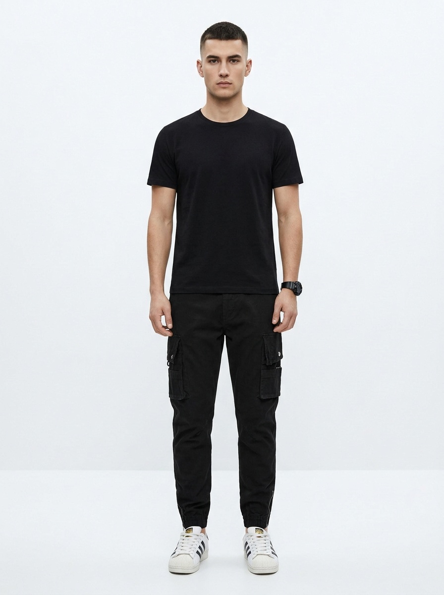 Relaxed Fit Stretch Tapered Men's Cargo Pants for Outdoor Casual Wear