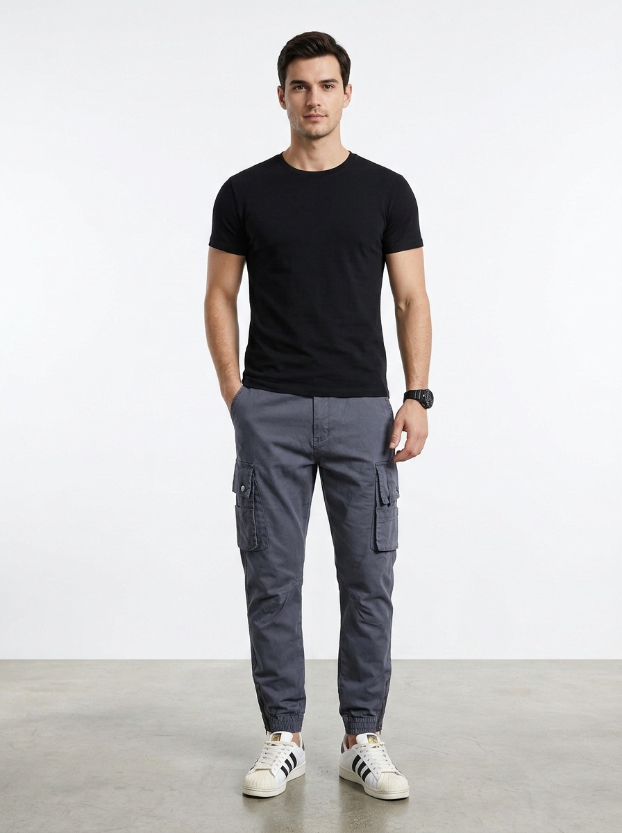 Relaxed Fit Stretch Tapered Men's Cargo Pants for Outdoor Casual Wear