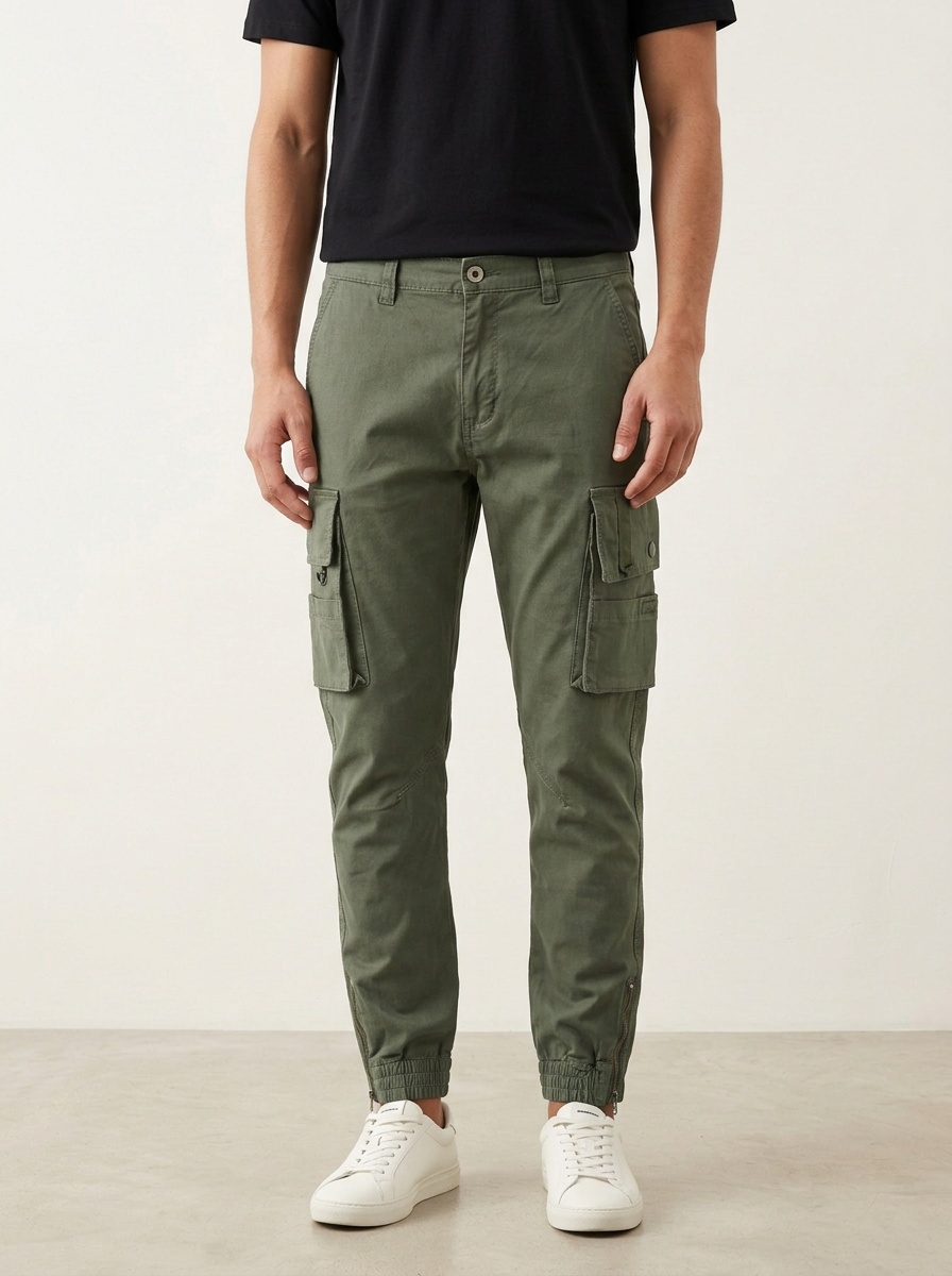 Relaxed Fit Stretch Tapered Men's Cargo Pants for Outdoor Casual Wear