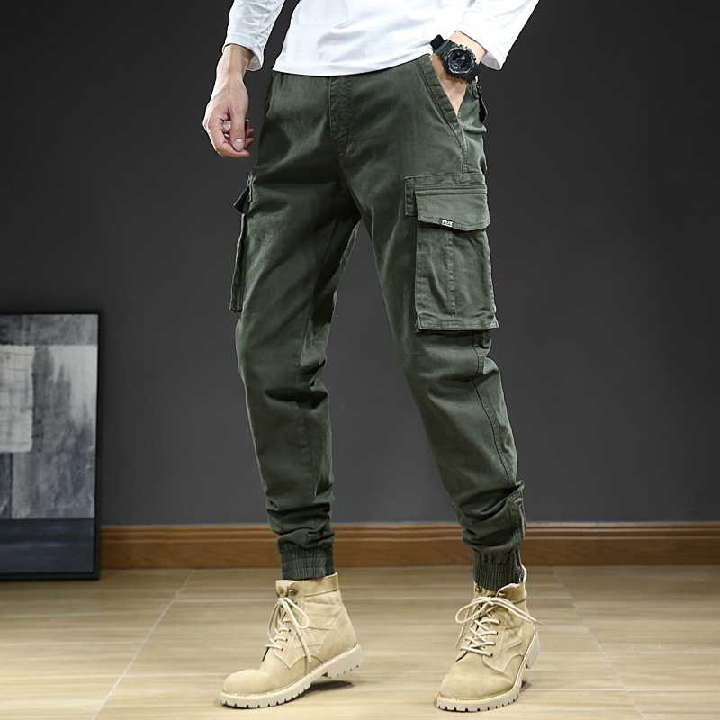 Stretch Fit Vintage-Inspired Cuffed Men's Cargo Pants for Casual Outdoor Wear