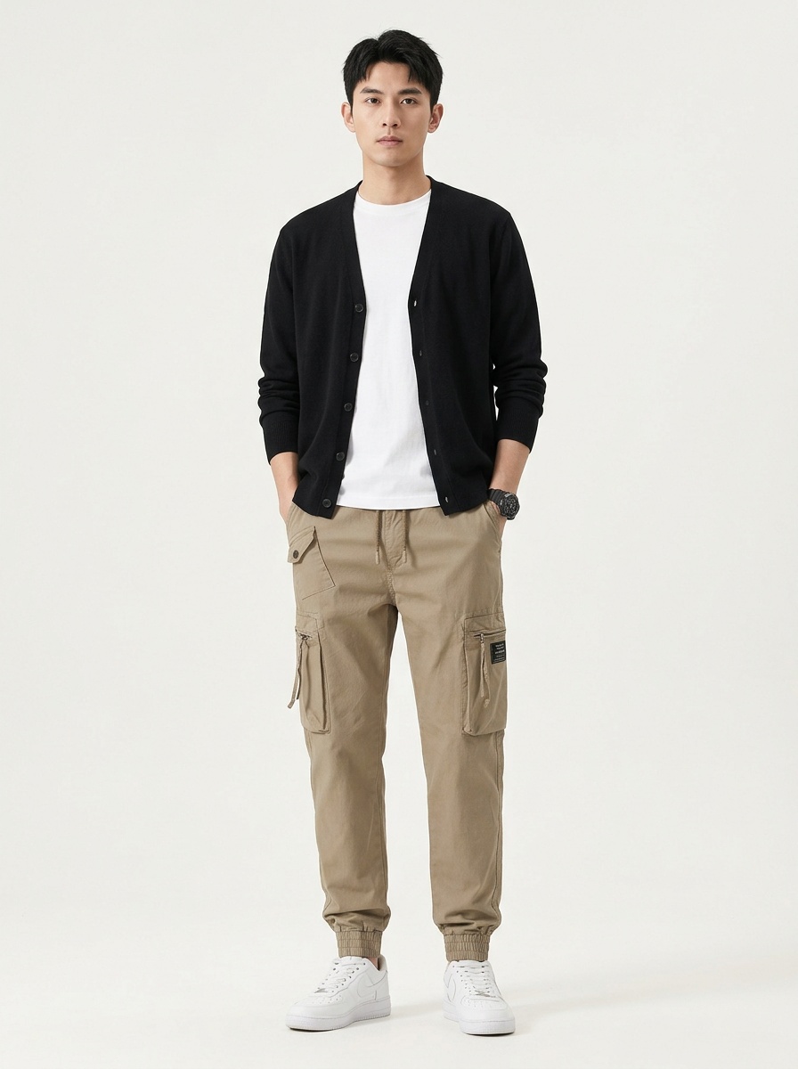 Bequeme Herren-Cargohose mit mehreren Taschen und Stretchanteil für lässige Outdoor-Aktivitäten