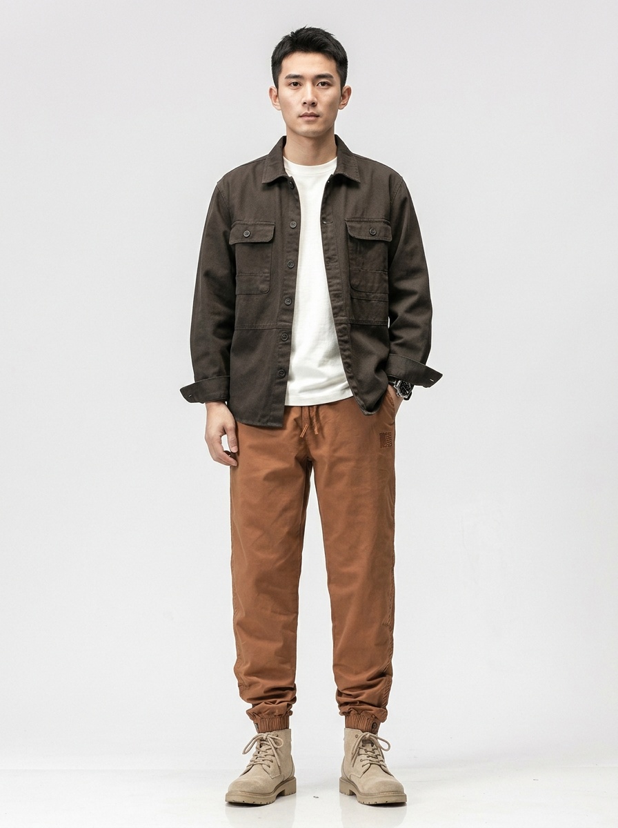 Leichte, dehnbare Herren-Cargohose mit Kordelzug im Bund für die Freizeit