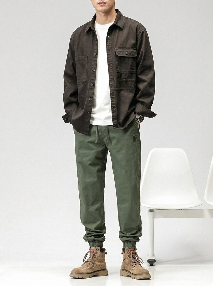 Leichte, dehnbare Herren-Cargohose mit Kordelzug im Bund für die Freizeit