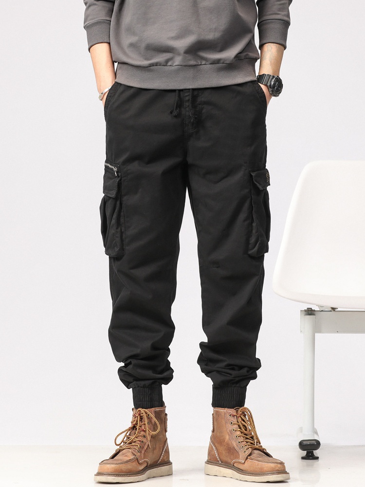 Relaxed Fit Retro Stretch Cuffed Men's Cargo Pants for Casual Streetwear