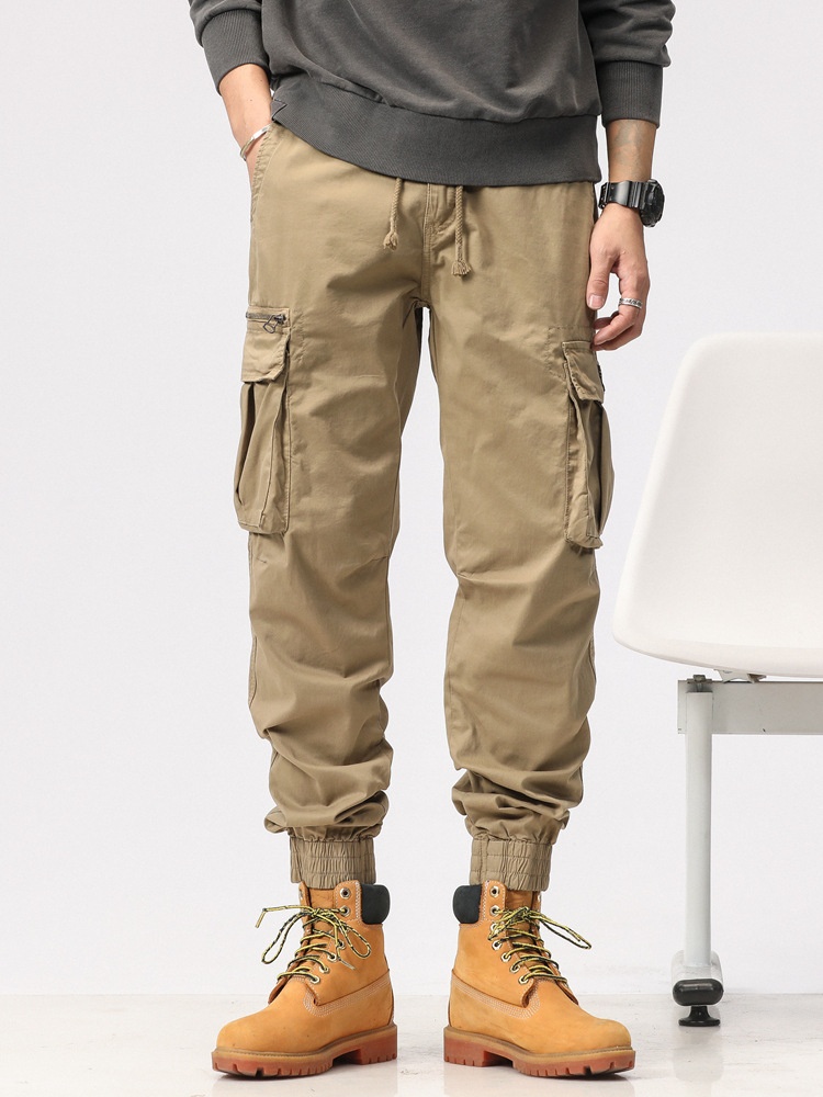 Relaxed Fit Retro Stretch Cuffed Men's Cargo Pants for Casual Streetwear