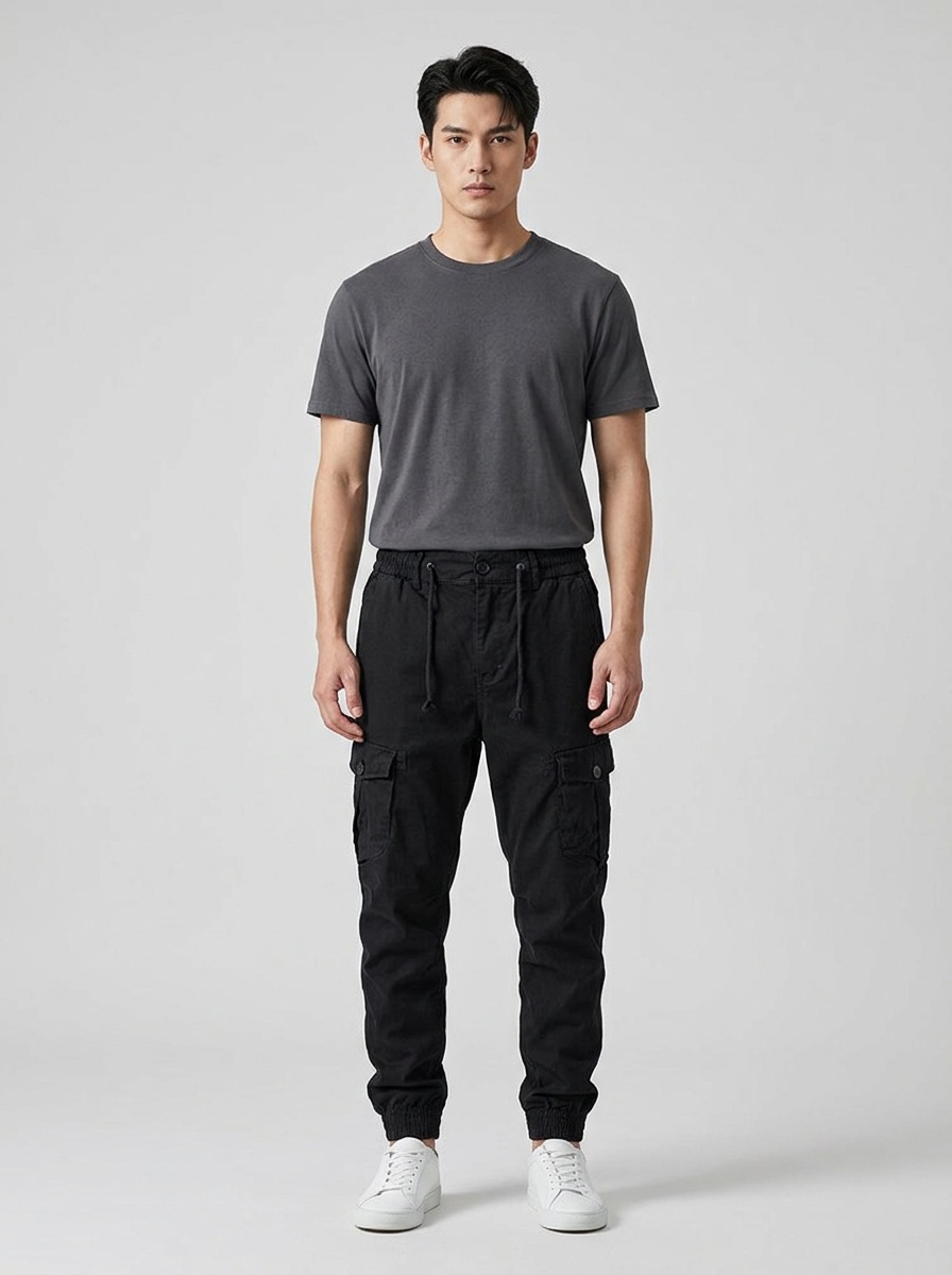 Pantalones cargo elásticos, versátiles y ajustados para hombre, ideales para uso casual.