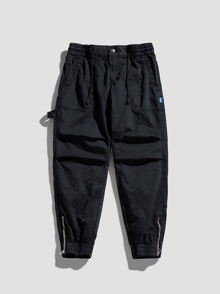 Zipper Detail Tapered Fit Men's Cargo Pants for Outdoor Casual Wear