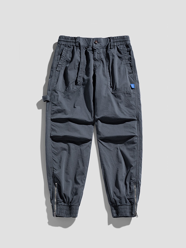 Zipper Detail Tapered Fit Men's Cargo Pants for Outdoor Casual Wear