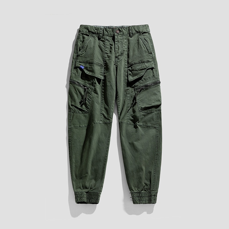 Vintage Style Relaxed Fit Men's Jogger Cargo Pants for Streetwear Casual Wear