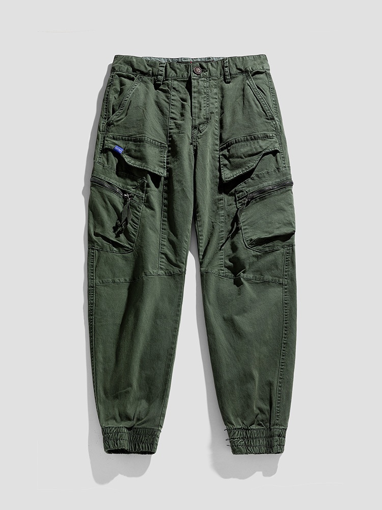 Vintage Style Relaxed Fit Men's Jogger Cargo Pants for Streetwear Casual Wear