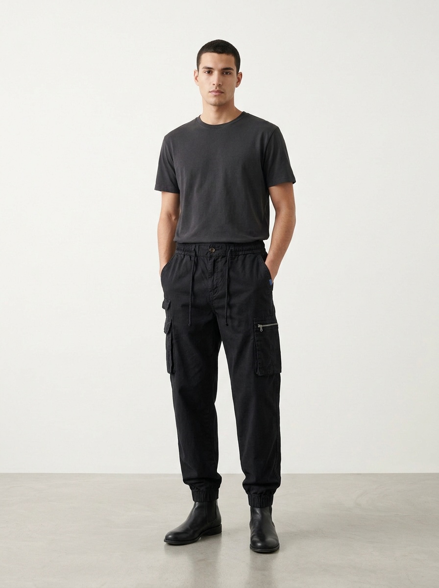 Pantalones cargo de corte relajado con puños elásticos para hombre para uso deportivo informal