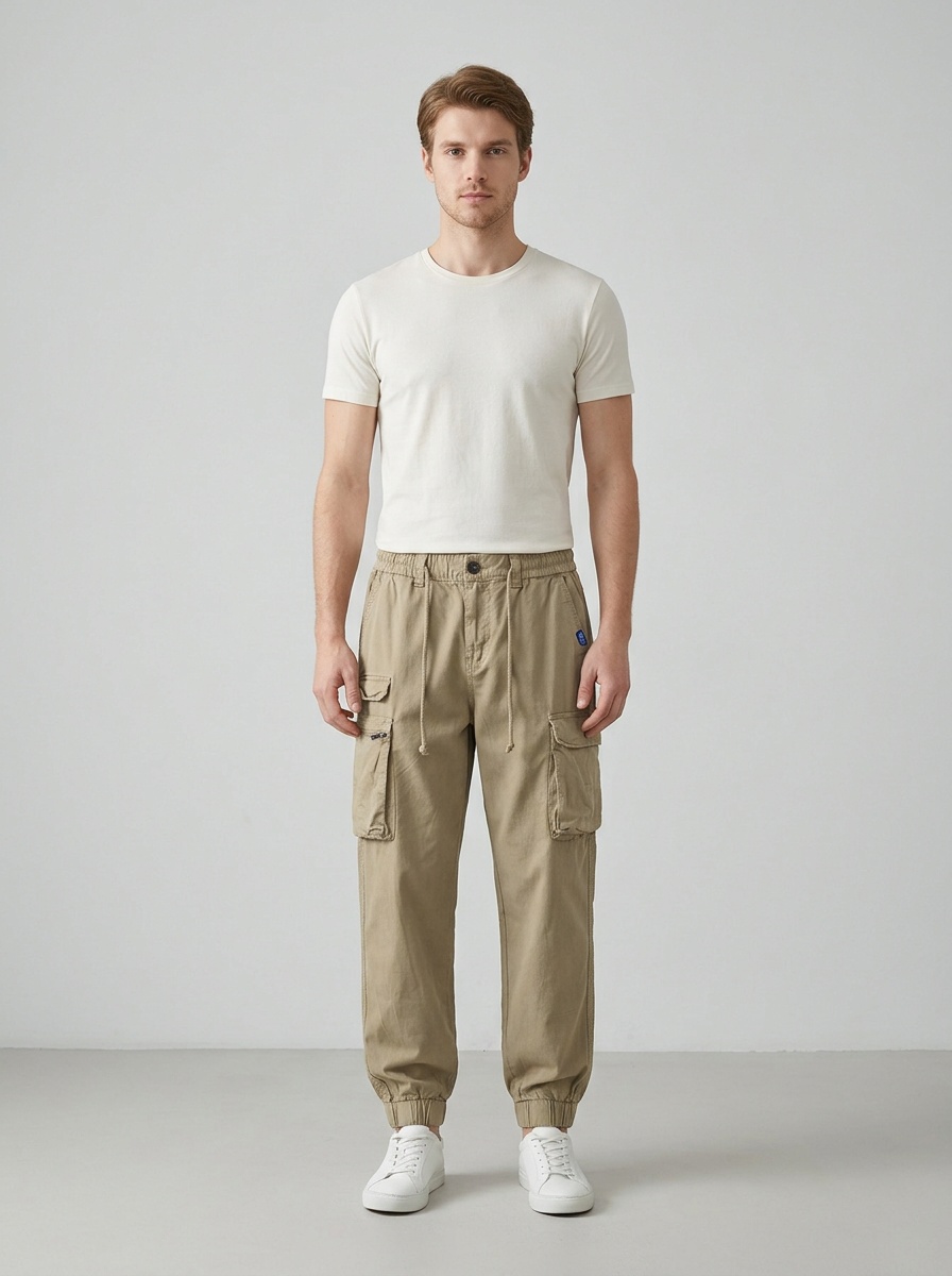 Pantalones cargo de corte relajado con puños elásticos para hombre para uso deportivo informal