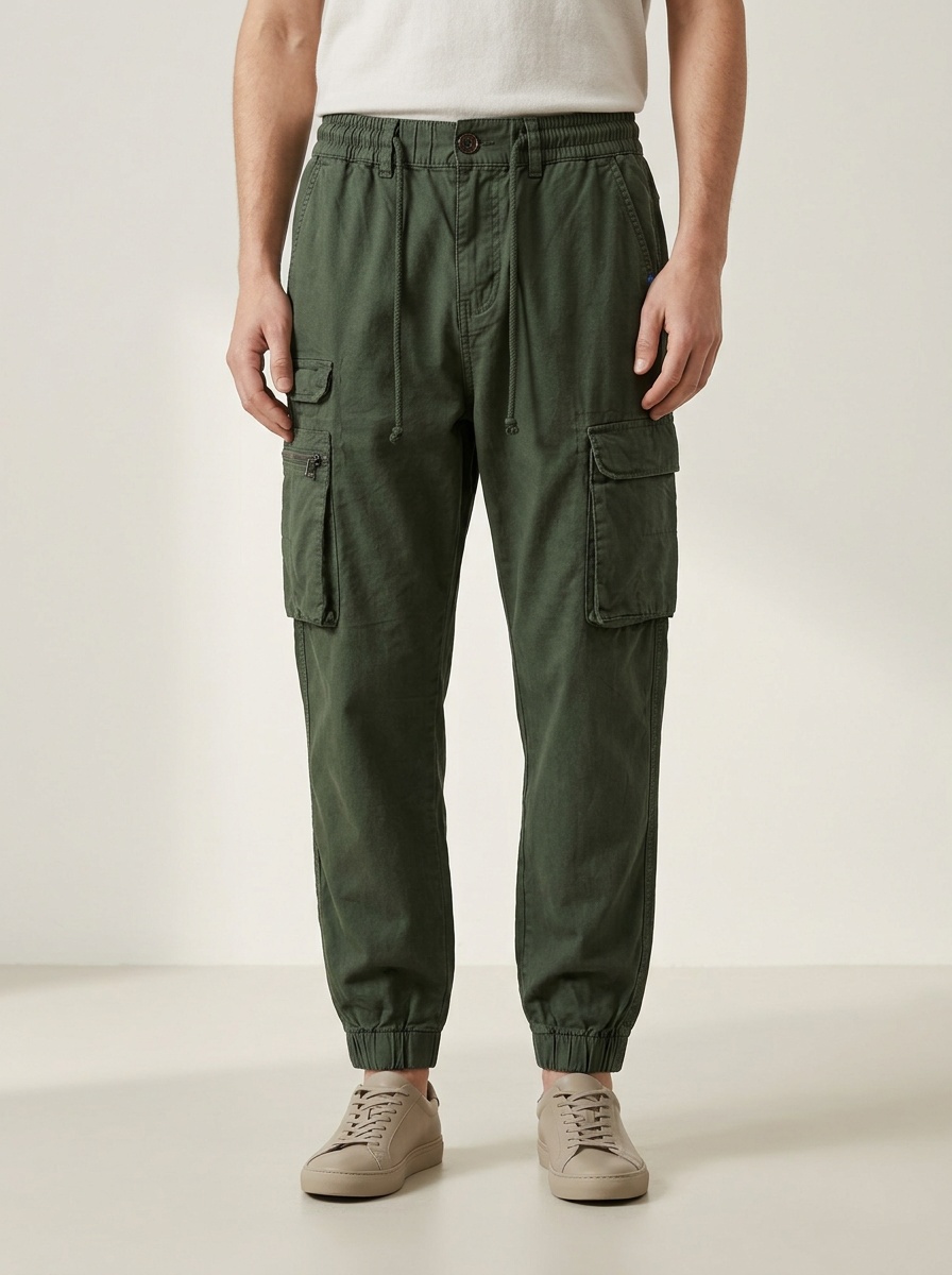 Pantalones cargo de corte relajado con puños elásticos para hombre para uso deportivo informal