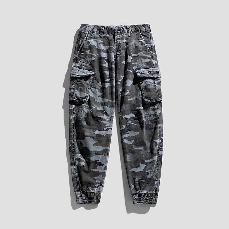 Pantalones cargo elásticos de inspiración vintage para hombre, ideales para uso casual en la calle.