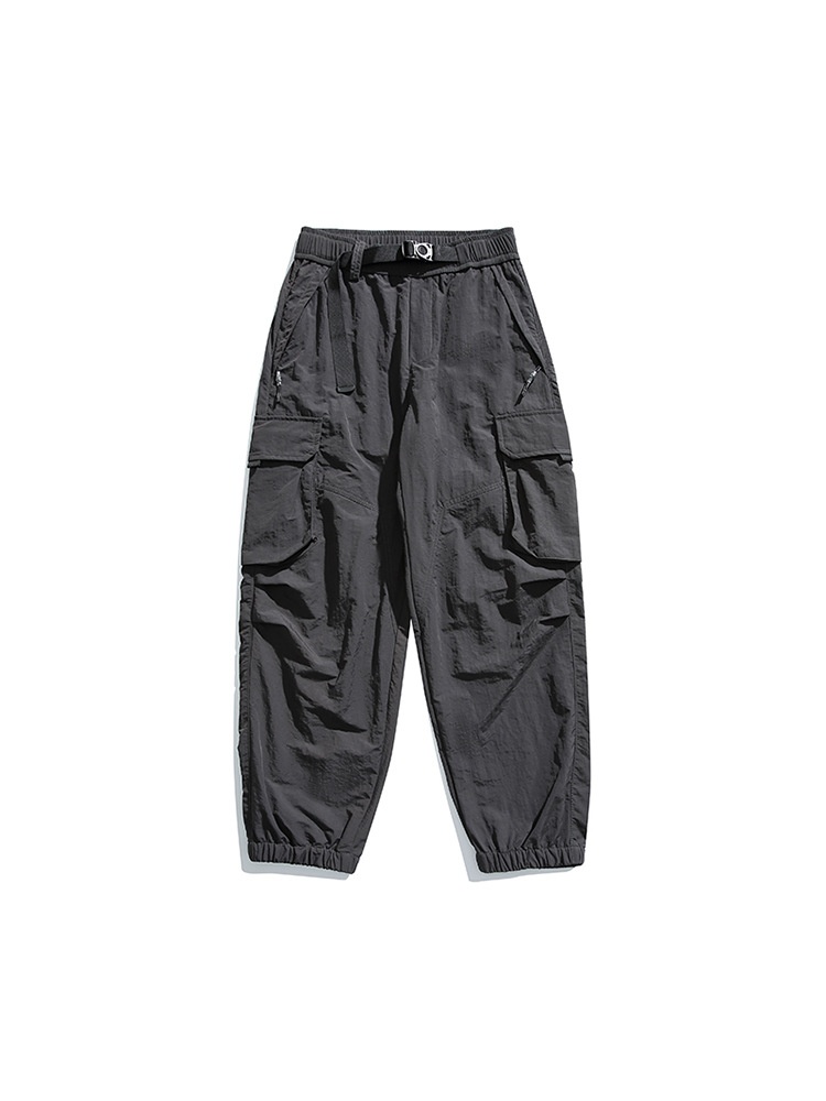 Herren-Cargohose mit mehreren Taschen und Reißverschlussdetails, Stretch-Passform, Bündchen und Umschlag für die Freizeit