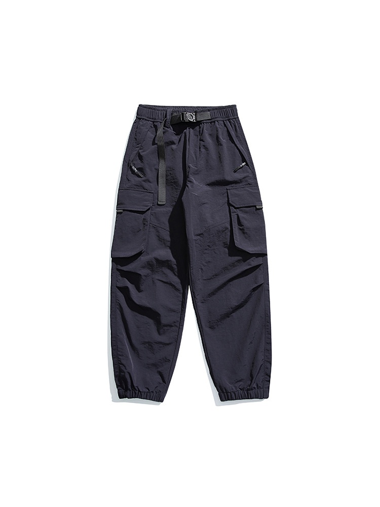 Herren-Cargohose mit mehreren Taschen und Reißverschlussdetails, Stretch-Passform, Bündchen und Umschlag für die Freizeit