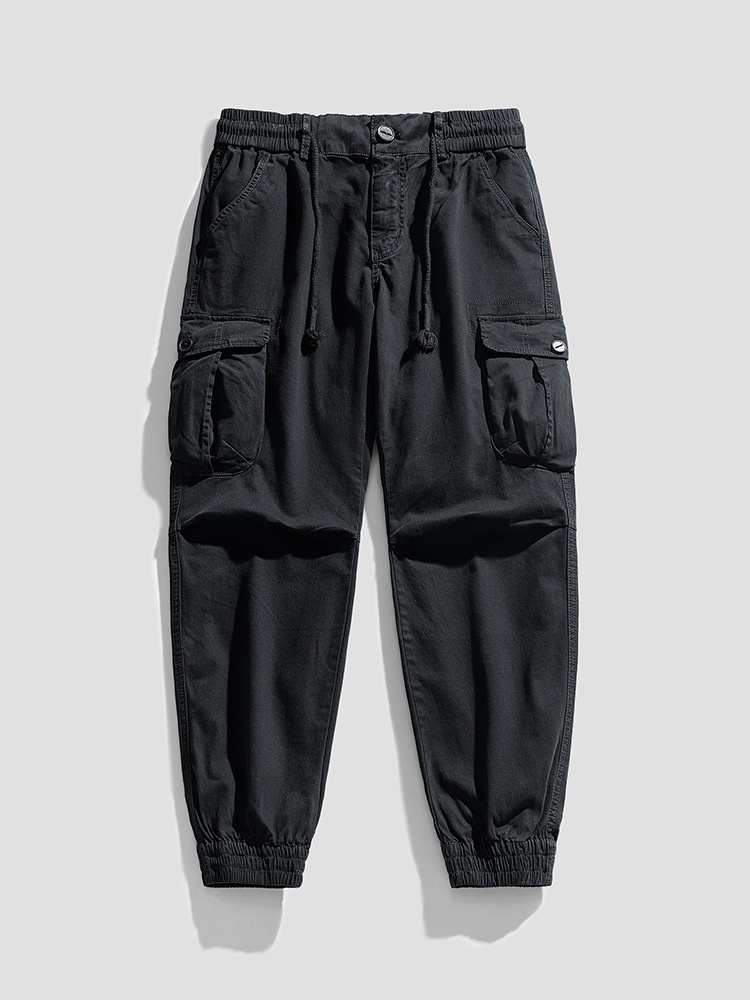 Slim Fit Stretch Vintage Cuffed Men's Cargo Pants for Casual Athletic Wear