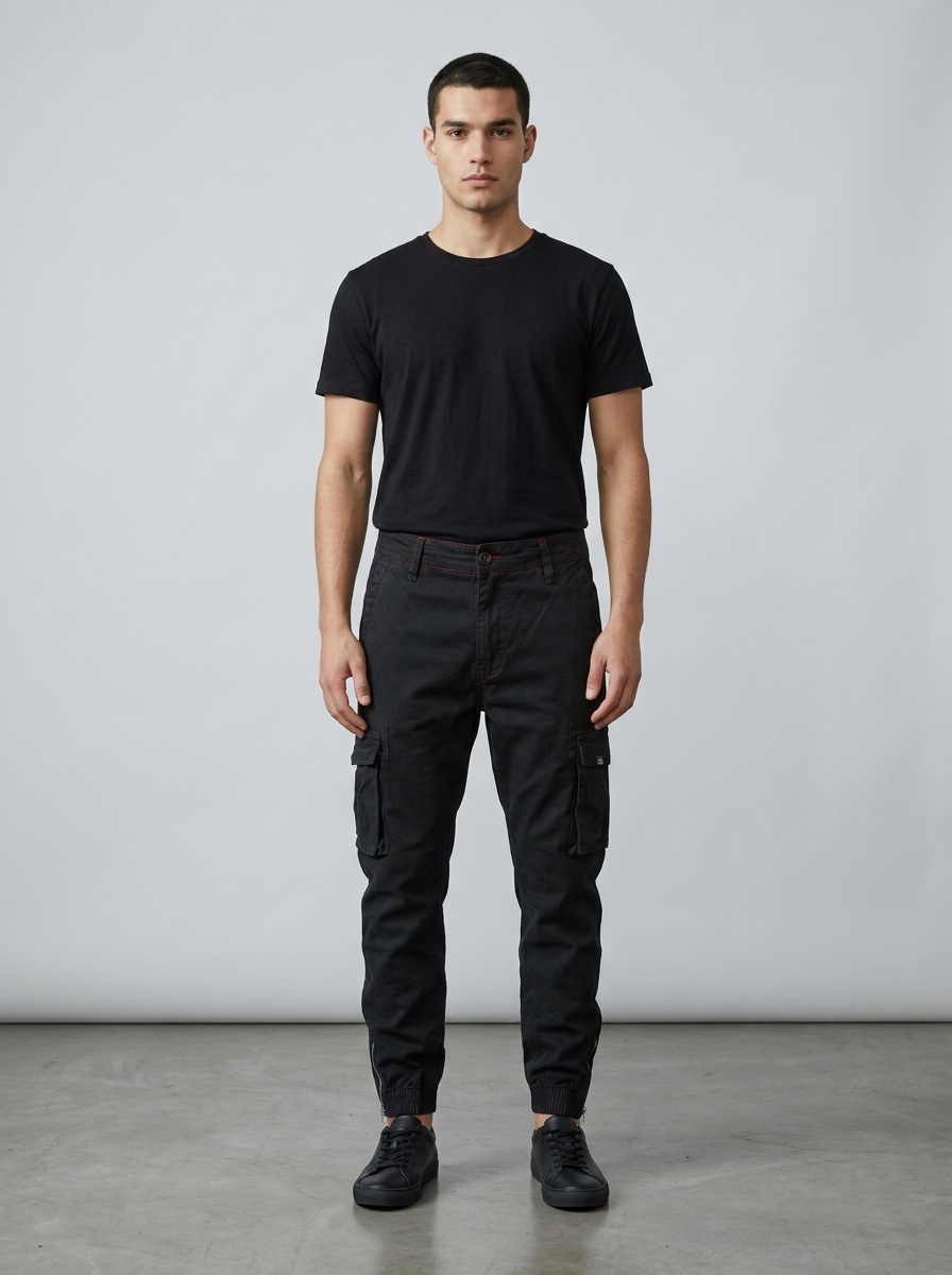 Retro-Cargohose für Herren mit Bündchen und Stretchanteil für lässige Sportbekleidung