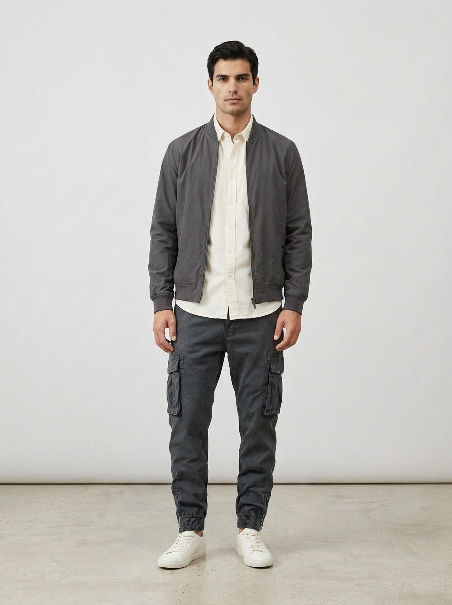 Retro-Cargohose für Herren mit Bündchen und Stretchanteil für lässige Sportbekleidung