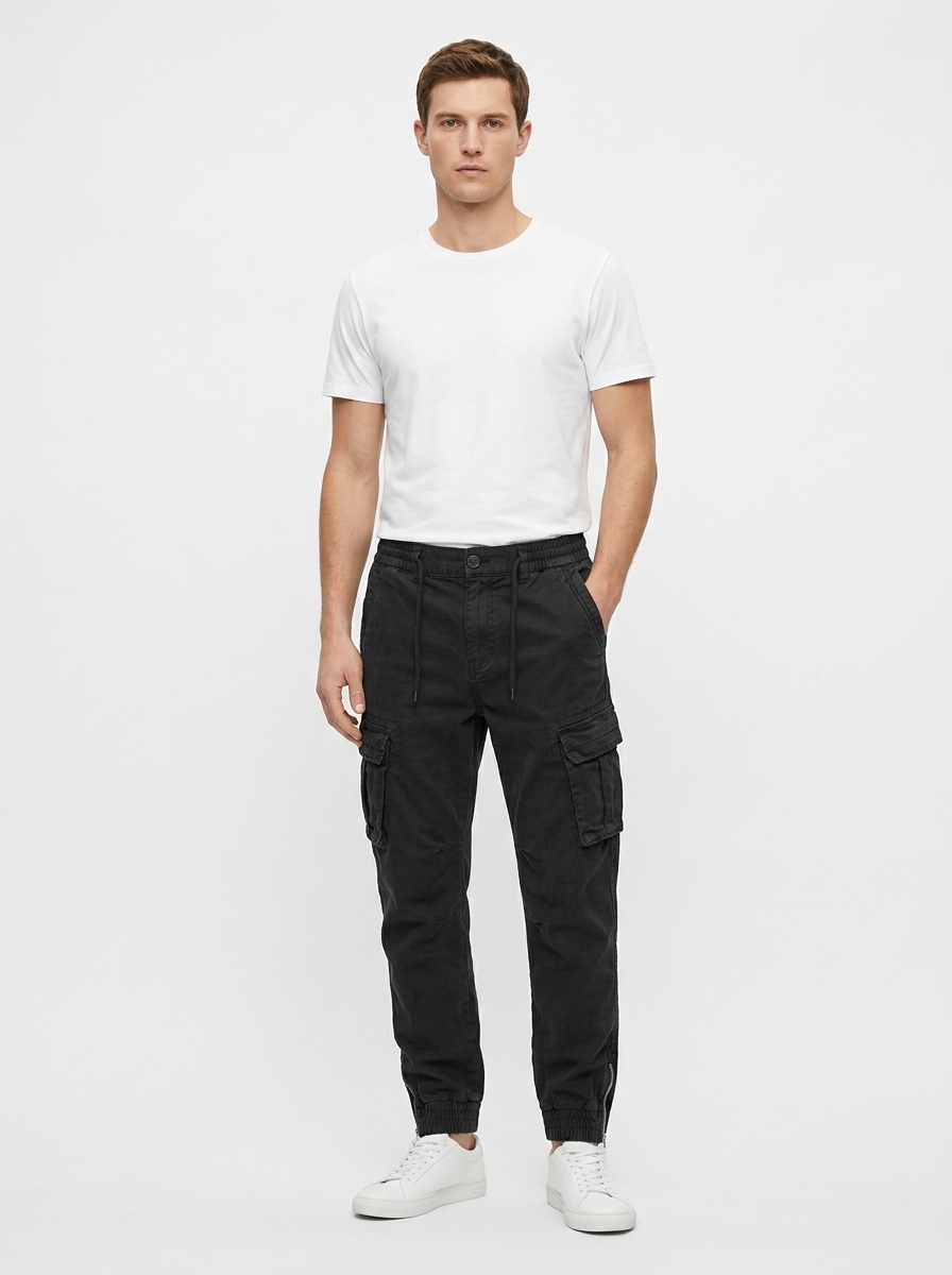 Pantalones cargo ajustados con puños vintage para hombre para uso deportivo