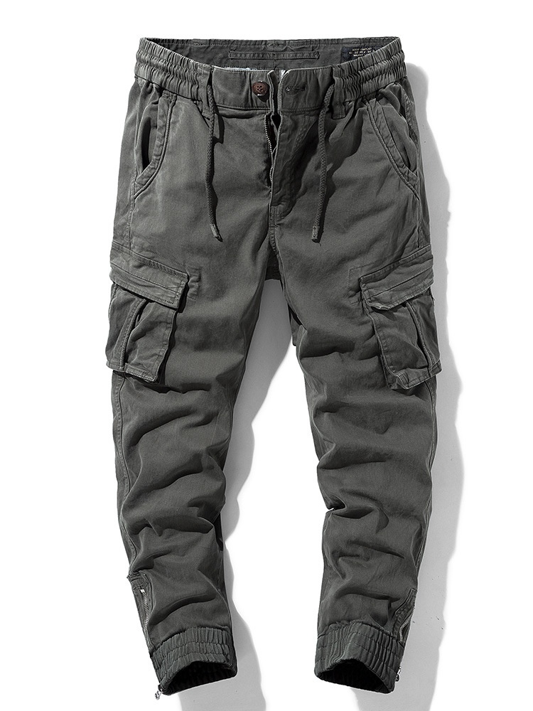 Pantalones cargo ajustados con puños vintage para hombre para uso deportivo