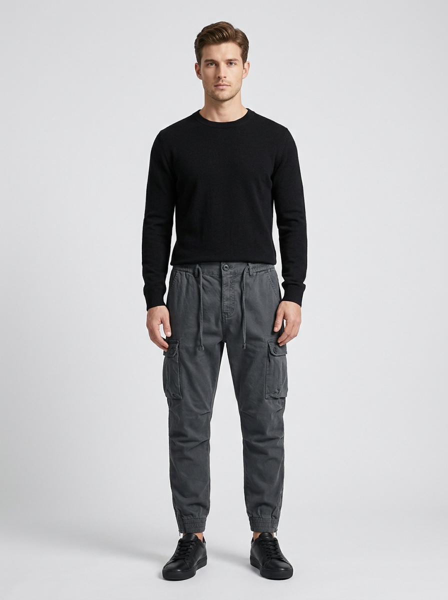 Schmal zulaufende Stretch-Cargohose für Herren, geeignet für lässige Outdoor-Sportbekleidung