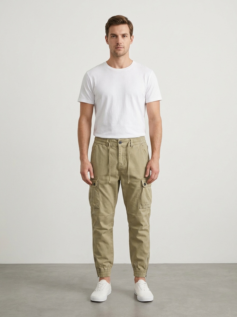 Schmal zulaufende Stretch-Cargohose für Herren, geeignet für lässige Outdoor-Sportbekleidung
