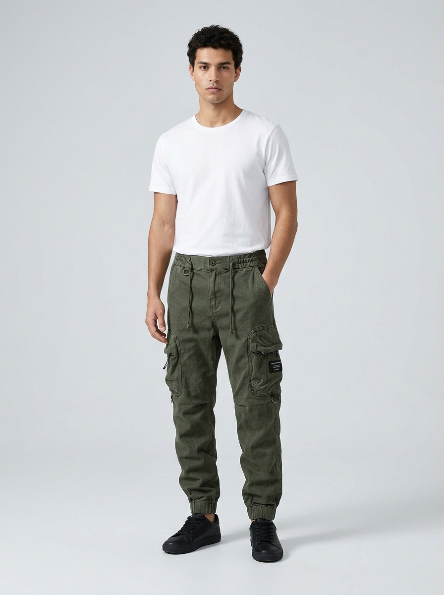 Vintage Multi-Pocket Tapered Men's Cargo Pants for Outdoor Casual Wear