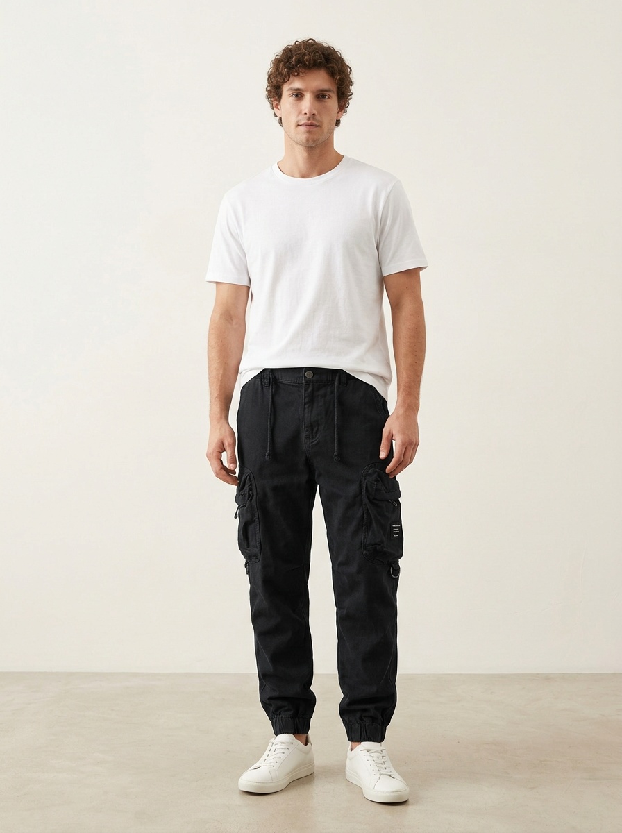 Vintage Multi-Pocket Tapered Men's Cargo Pants for Outdoor Casual Wear