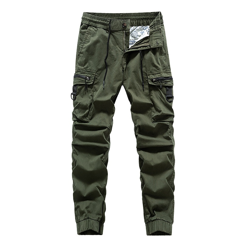 Multi-Pocket Functional Cuffed Men's Cargo Trousers for Casual Streetwear
