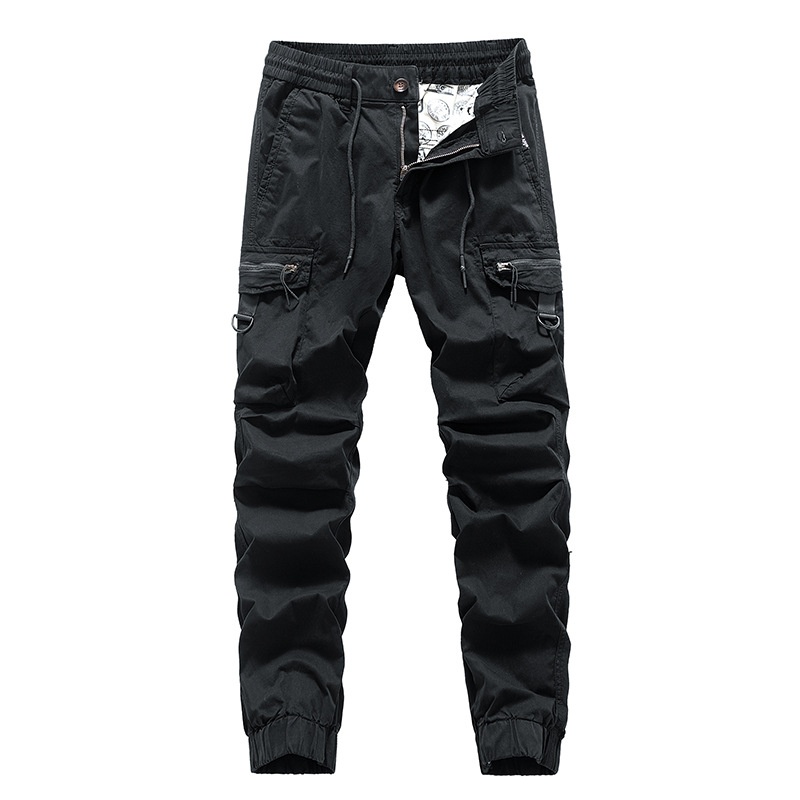 Multi-Pocket Functional Cuffed Men's Cargo Trousers for Casual Streetwear