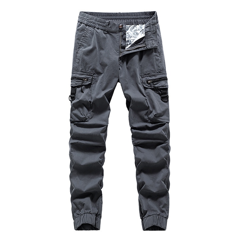 Multi-Pocket Functional Cuffed Men's Cargo Trousers for Casual Streetwear