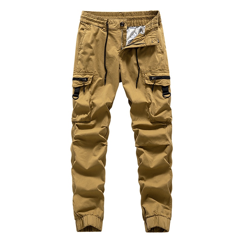 Multi-Pocket Functional Cuffed Men's Cargo Trousers for Casual Streetwear