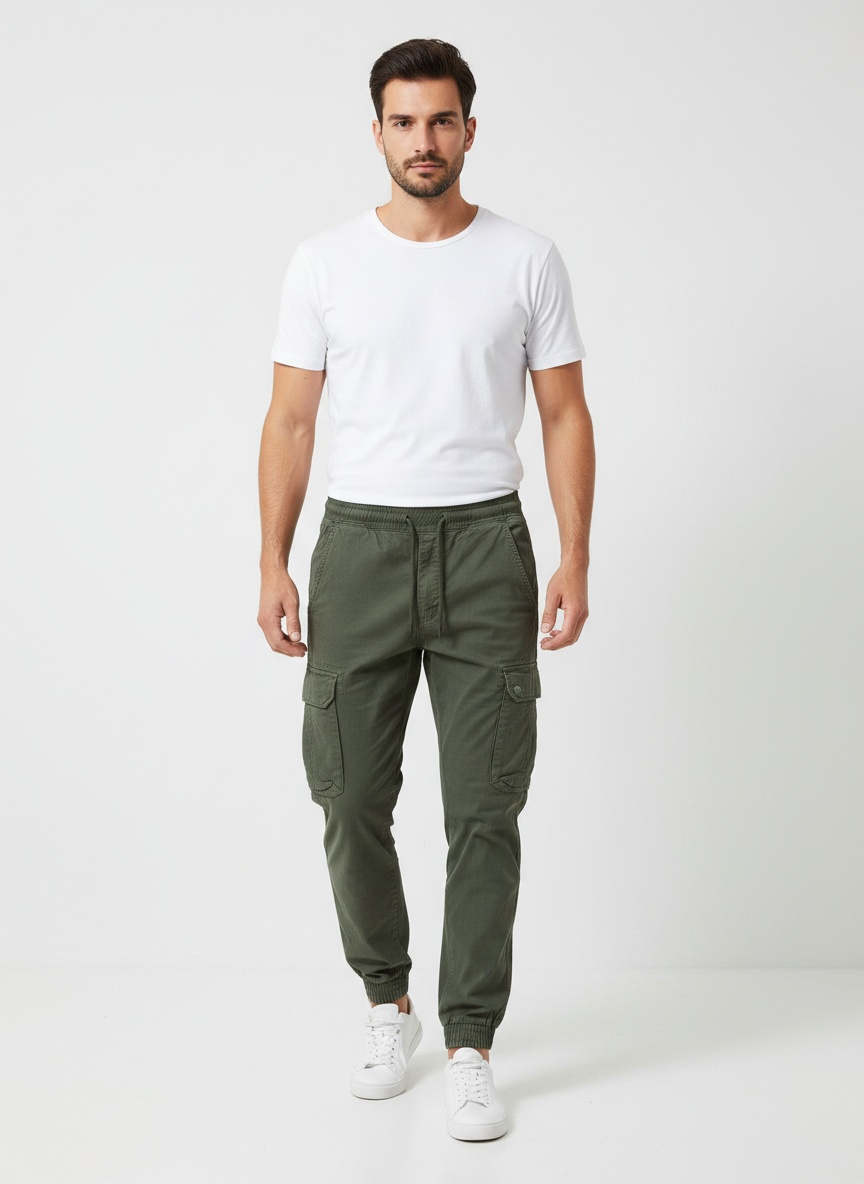 Retro Cuffed Men's Cargo Trousers for Casual Active Wear