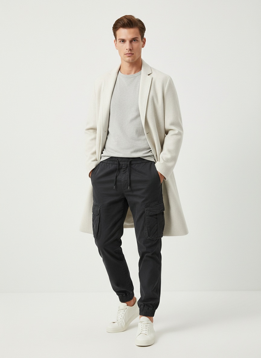 Retro Cuffed Men's Cargo Trousers for Casual Active Wear