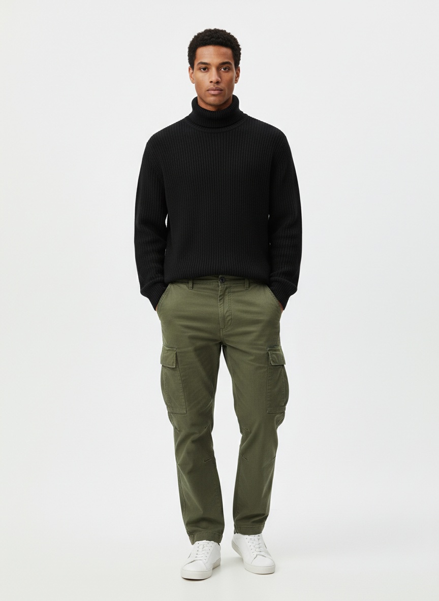 Relaxed Fit Multi-Pocket Men's Cargo Trousers for Casual Wear