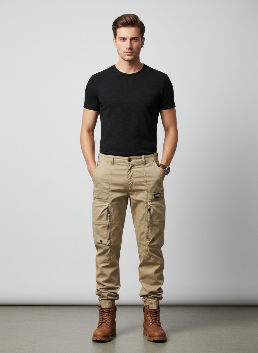 Relaxed Fit Multi-Pocket Casual Men's Cargo Trousers