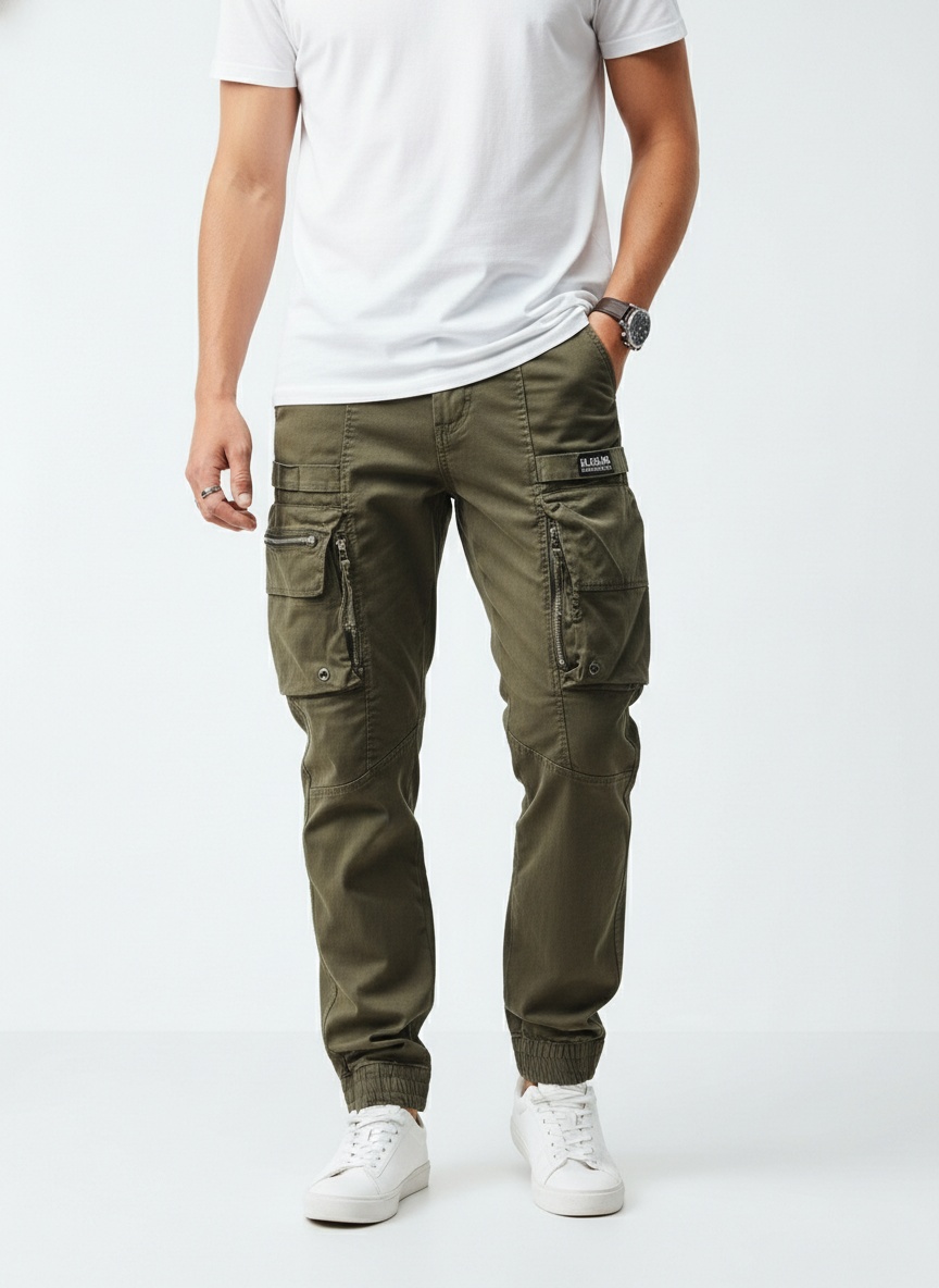 Relaxed Fit Multi-Pocket Casual Men's Cargo Trousers