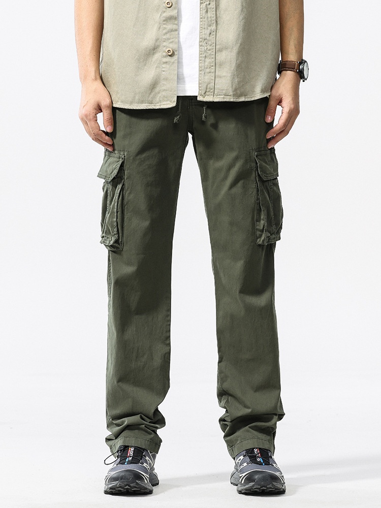 Relaxed Fit Vintage Multi-Pocket Men's Cargo Trousers for Spring and Autumn Casual Wear
