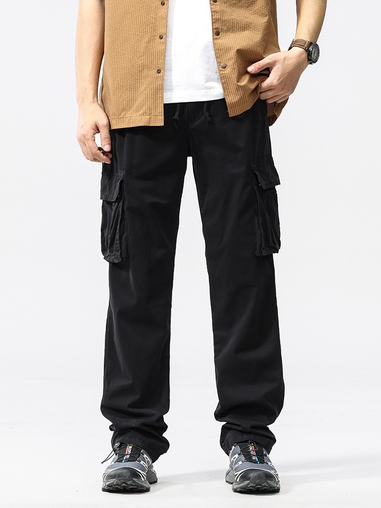 Relaxed Fit Vintage Multi-Pocket Men's Cargo Trousers for Spring and Autumn Casual Wear
