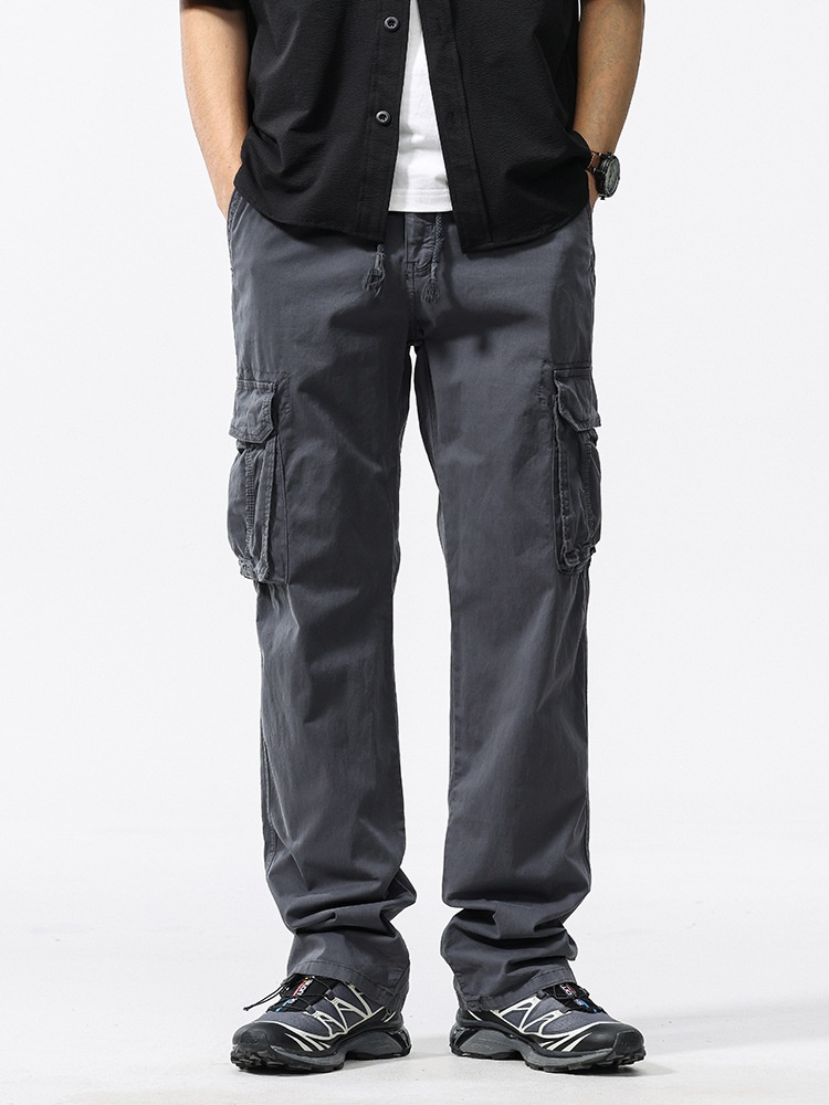 Relaxed Fit Vintage Multi-Pocket Men's Cargo Trousers for Spring and Autumn Casual Wear